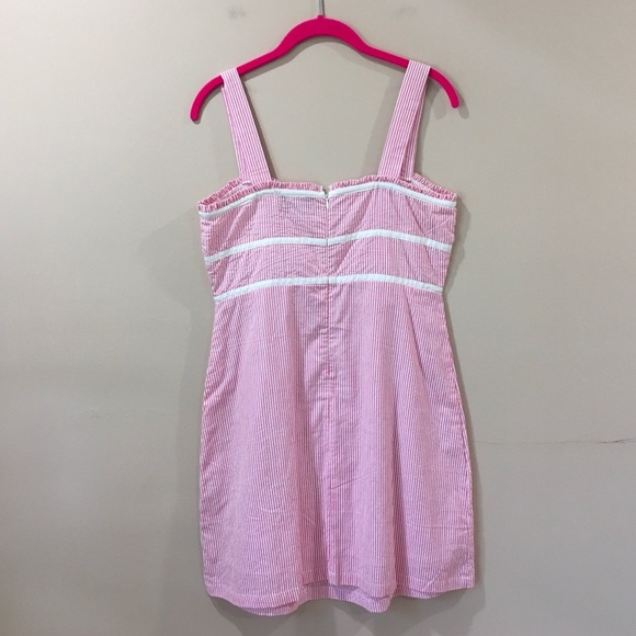 Duffield Lane Women’s Small Mini Dress Pink White Striped Seersucker Beach - Picture 5 of 8